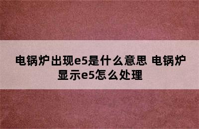 电锅炉出现e5是什么意思 电锅炉显示e5怎么处理